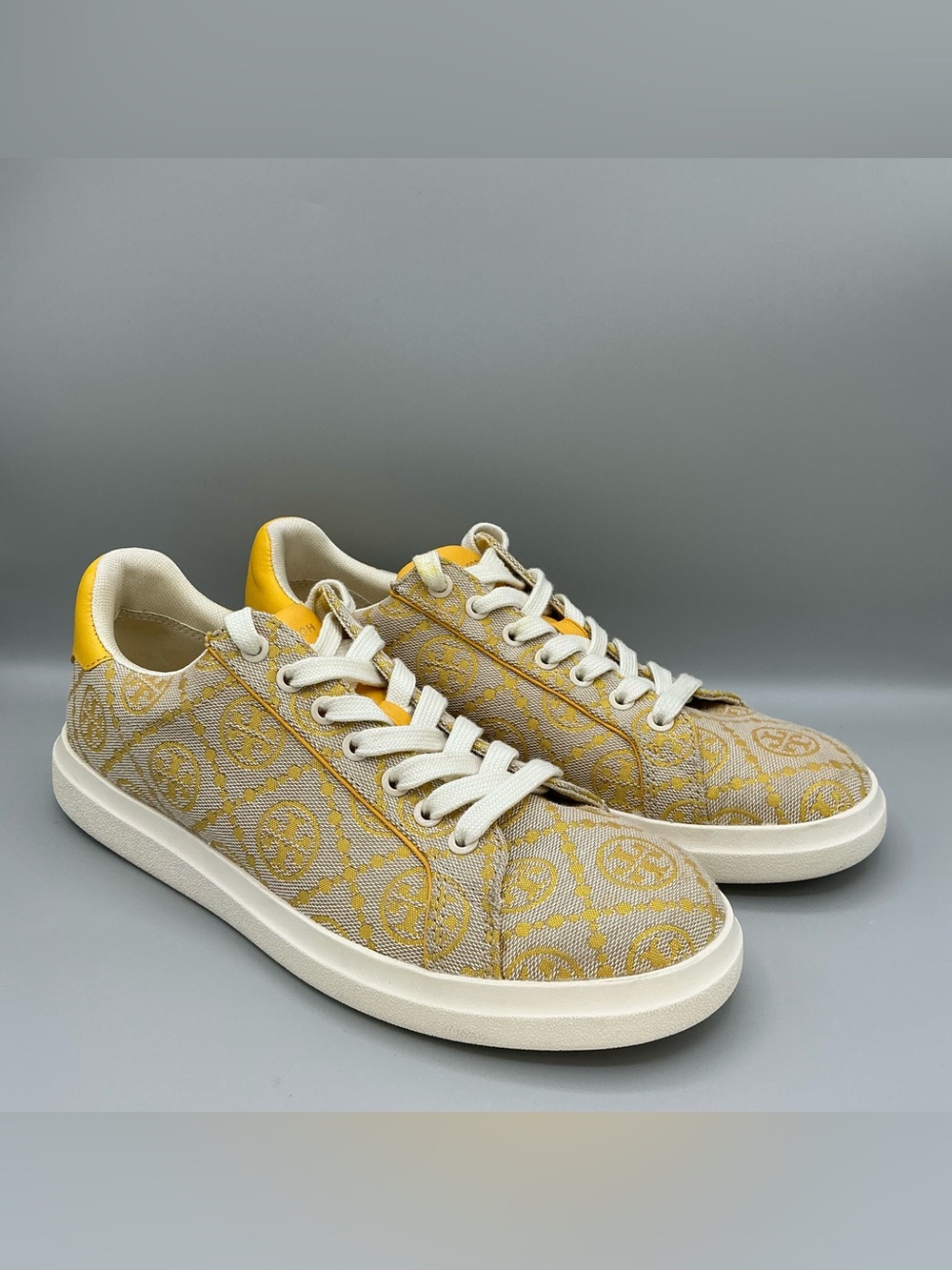 Tory Burch Howell T Monogram Goldfinch Yellow Low Top Sneakers